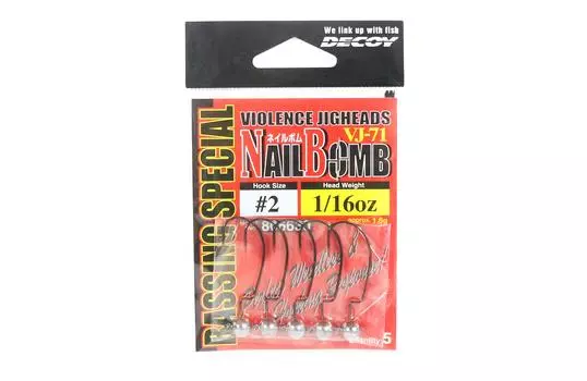 Decoy VJ-71 Крючок-бомба с джиг-головкой, размер 2, 1/16 унции (6630)