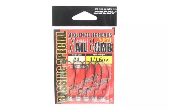 Decoy VJ-71 Крючок-бомба с джиг-головкой, размер 1, 1/16 унции (6654)