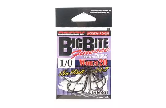 Decoy Worm 20 Крючки Big Bite Finesse с широким зазором, размер 1/0 (2921)