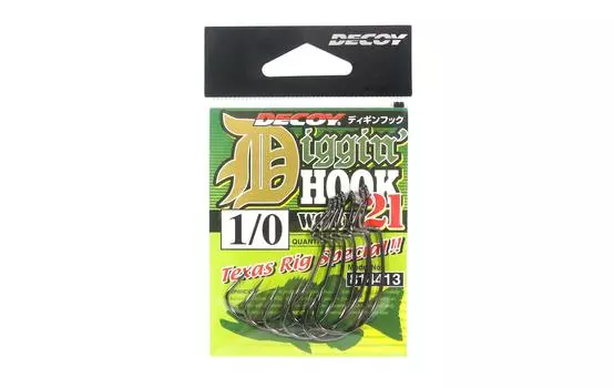 Decoy Worm 21 Diggin Hook Специальные крючки Texas Rig, размер 1/0 (4413)