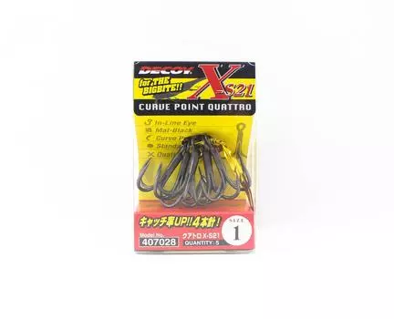 Decoy X-S21 Тройной крючок, 4 точки, Прочные крючки, Размер 1 (7028)