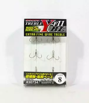 Decoy Y-F11BLTreble Hook Очень тонкая проволока, тройные крючки без бородки, размер 8 (0734)