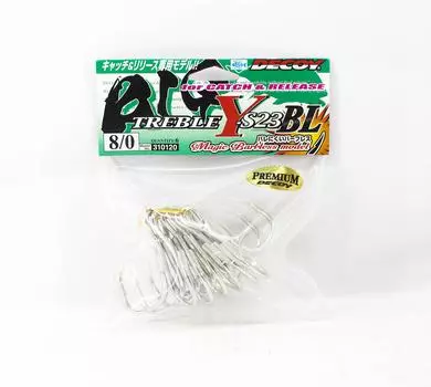 Decoy Y-S23 BL Тройной крючок для тяжелых условий эксплуатации без бородки, большой размер 8/0 (0120)