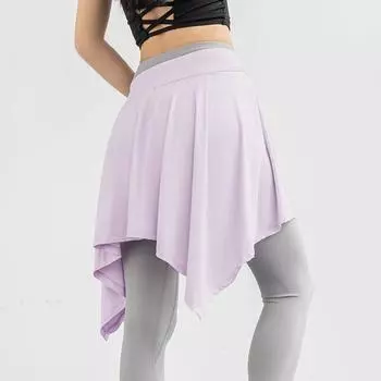 [Dedicated for Thigh-Length] Yoga Ballet Fitness Running Quick-Drying Yoga Belt Thigh-Length Fashion Tape One-Piece Skirt Light rattan purple One size