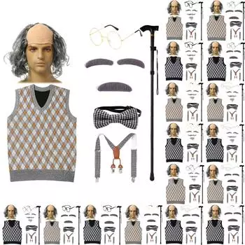 Дедушка, костюм для пожилых людей на 100-й день в школе, костюм дедушки, мужской реквизит 110 чёрный