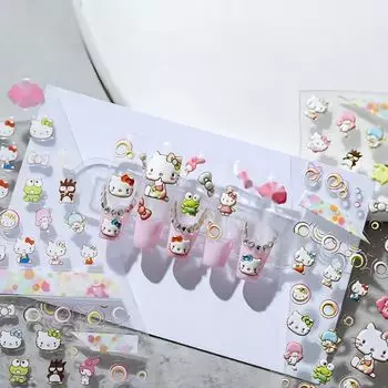 Dedyel 5D тисненая наклейка для ногтей Hello Kitty наклейка Hello Kitty самоклеящаяся наклейка для ногтей аниме каваи каваи мультяшный дизайн наклейка для ногтей