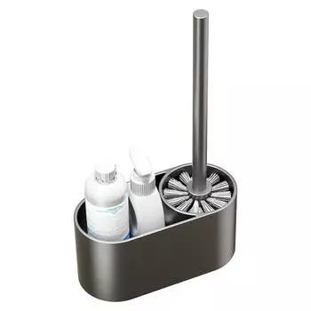 Deep cleaning toilet brush holder Wall Mounted Bathroom accessories Shelf Punch free design black белый