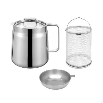 Корзина для фритюра, сковорода, практичная антипригарная банка для хранения масла, сито 1.5L