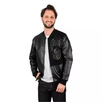 DeepSEA Пальто из искусственной кожи на молнии с вышивкой камнями 2300577