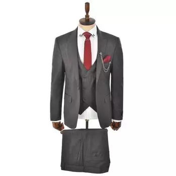 DeepSEA Slim Fit костюм-тройка с одной пуговицей и двойной прорезью 2300530