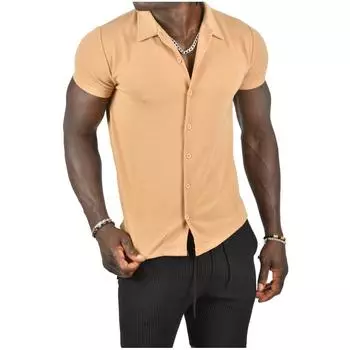 DeepSEA Slim Fit Рубашка из лайкры с короткими рукавами и рисунком горизонтальных линий 2403241