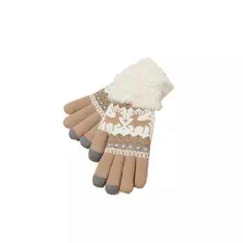 Deer Full Finger Gloves Wool Winter Mittens Simple Christmas Knitted Gloves Autumn розовый