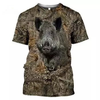 Deer Hare Hunting Camoufalge T Shirt Men 3D Camo Wild Boar Rabbit Hunter Printing T-Shirt Women Clothing Funny Kids Short Sleeve S