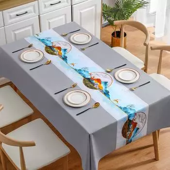 Deer High-Rise Tablecloth Waterproof, Oil-Proof And Anti-Scalding Dining Table Cloth Coffee Table Cloth Sika Deer Tablecloth Dining Table Mat 140*140cm