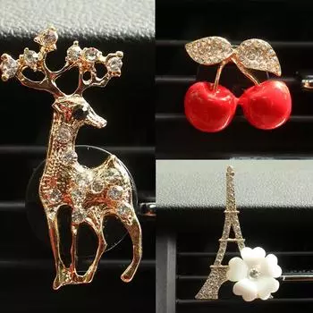 Deer Tower Cherry Rhinestone Автомобильный воздуховод Аромат Парфюмерный клип Освежитель