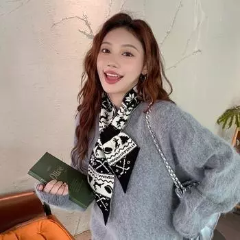 Deer Women Scarf Jacquard Woolen Neckerchiefs Simple Winter Knitted Scarves Gifts вино красного