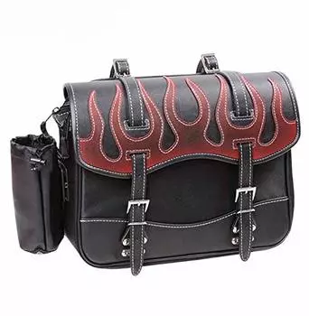DEGNER Nylon Saddle Bag with Bottle Holder Fire Pattern Vintage Red NB-1F NB-1FV