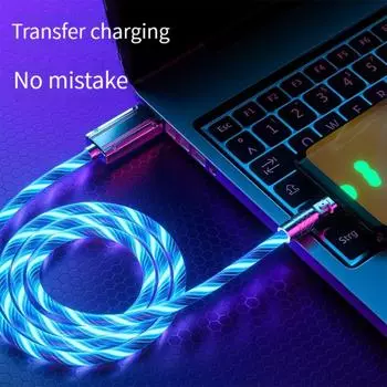 Degree Rotate Micro USB Fast Charging Cable Data Charge Cord Type C Extension Line Luminous Light white-TYPE-C