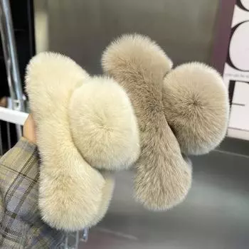 Действительно большая заколка для волос кролика рекс, заколка для волос с темпераментом, новый милый плюшевый головной убор, аксессуары для волос.