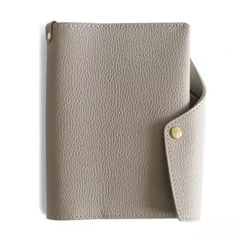 Действительно полезная обложка для блокнота, яркая, формата А5, сделано в Японии, натуральная кожа, антибактериальная, держатель для ручки, кожаный деловой, серо-коричневый, фукуро [HUKURO] (тип буклета)