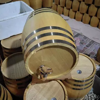 Декантер-бочка для выдержки в дубе 1,5 л, ведро для питья с деревянной подставкой, кран для напитков для