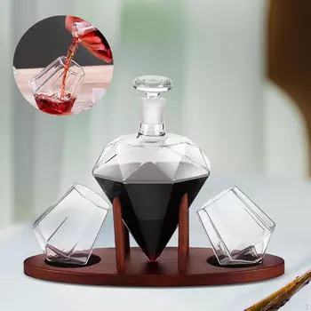 Декантер для вина, стеклянный подарок с 2 чашками, держатель для напитков, графин, аэратор, наливное устройство