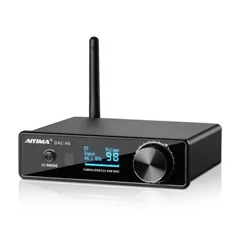 Декодер Bluetooth AIYIMA USB DAC с сертифицированным блоком питания 12VPSE DAC-A6 5.0 APTX-HD PC-USB/Оптический/Коаксиальный/XMOXU208+ESS9038Q2+CSR8675+OP1656