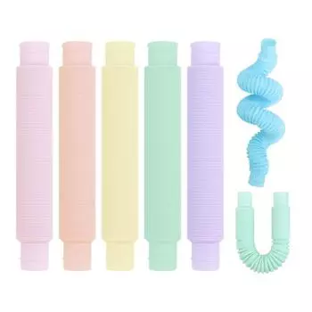 Декомпрессионные игрушки, поп-трубка для детей и взрослых, гофрированная стрейч-трубка «сделай сам», цвет макарон, эластичная пластиковая трубка, антистрессовая непоседа