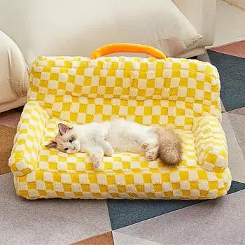 Декор для дивана-кровати для кошек с ручкой, удобное нескользящее дно для домашних животных