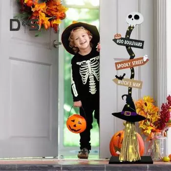 Декор для метлы ведьмы на Хэллоуин 43,3-дюймовая вывеска на крыльцо с метлой ведьмы и основанием для украшения сада на открытом воздухе на вечеринку в честь Хэллоуина Without Light