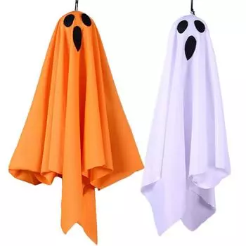 Декор для привидения на Хэллоуин, светодиодное привидение с гибко регулируемыми позами, украшения для вечеринок, вешалка на дверь, подвеска на Хэллоуин для вечеринки оранжевый