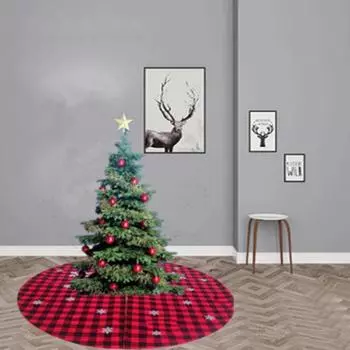 Декор для рождественской елки Юбка в клетку из красного и черного дерева Юбка из меха Рождественские украшения Рождественские украшения для дома