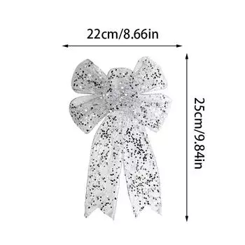 Декор для рождественской вечеринки Подвесные украшения Рождественские банты Блестящие украшения Ремесло Золотой Серебряный бант