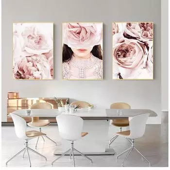 Декор для спальни, настенные панно с принтом для гостиной, модный постер, розовый настенный художественный цветок пиона, холст, картина в скандинавском стиле 21cm30cm NoFrame