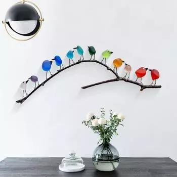 Декор для стен из морских стеклянных птиц Мини-радужные птицы на ветке Дружба A