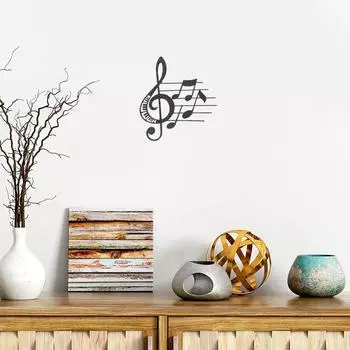 Декор для стен со скрипичным ключом и музыкальными нотами — настенное искусство из железа, стильные поделки из железа, настенные наклейки и предметы искусства для украшения дома чёрный