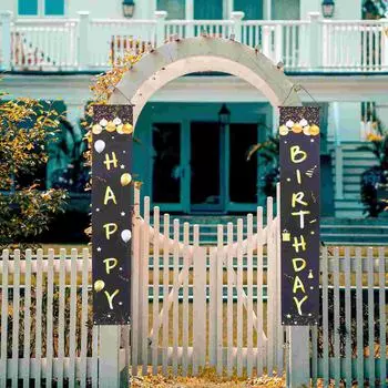 Декор для вечеринки по случаю дня рождения, украшение на переднюю дверь, баннер для подвешивания ткани Оксфорд, счастливый 180X30CM белый