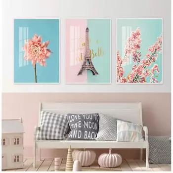 Декор Холст Картина Для Свадебной Комнаты Скандинавские Принты Розовый Цветок Плакат Вишни Настенные Панно Романтический Дом 21cm30cm NoFrame