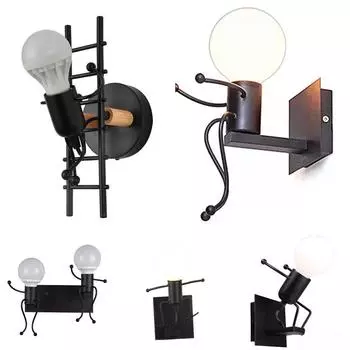 Декор комнаты Освещение входа Ретро Индустриальный стиль Железный Арт Дизайнер Личность Творческий Коридор Злодей Робот Настенный светильник Without bulb