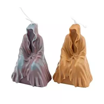 Декор на Хэллоуин Человек в черной смерти Силиконовая форма для свечи Стоящий Жнец Ароматерапия Художественное произведение Скелет Череп Колонна Мыло