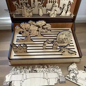 Декор сцены пасхального воскресения, семейный пасхальный подарок на Страстную неделю, набор деревянных книг «сделай сам», религиозный сувенир на Пасху, украшение стола, рассказывание историй