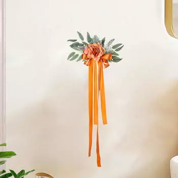 Декор стульев у прохода PEW Цветочные композиции для оформления фона мероприятия оранжевый