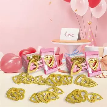 Декор в виде сердца любви, романтический сувенир, цинковый сплав, двойное украшение в виде сердца, переплетенное украшение в виде сердца, подарок на День святого Валентина для пары, жены, мужа золотистый