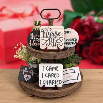 Декорации в честь недели медсестры, набор декоративных деревянных многоярусных подносов, знак медсестры, для офиса
