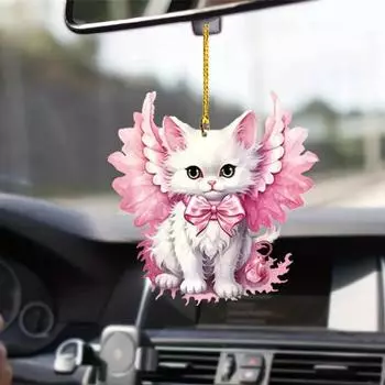 Декоративная акриловая подвеска в виде котенка, украшение для автомобиля со шнурком, легко подвешивается, очаровательный внешний вид, подвеска в виде котенка