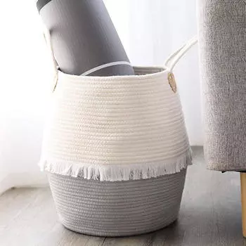 Декоративная корзина для хранения одежды, игрушек и одеял в спальне серый