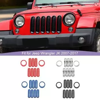 Декоративная крышка фар автомобиля из АБС-пластика, декоративные наклейки на решетку с сеткой для Jeep Wragnler JK 2007-2017, внешние аксессуары автомобиля красный