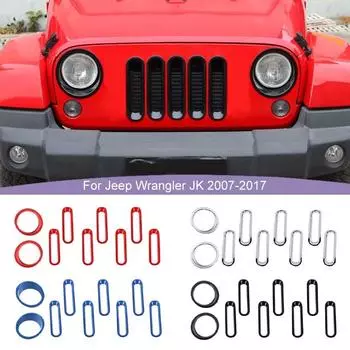 Декоративная крышка фар автомобиля из АБС-пластика, декоративные наклейки на решетку радиатора для Jeep Wragnler JK 2007-2017, аксессуары для экстерьера автомобиля красный