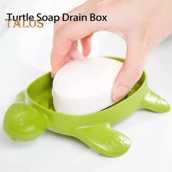 Декоративная мыльница в виде морской черепахи с нескользящим ковриком и сливным отверстием, аксессуар для ванной комнаты, позволяющий сохранять мыло сухим и аккуратным зелёный