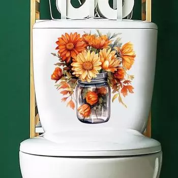 Декоративная наклейка на унитаз, самоклеящаяся, водонепроницаемая, легко очищается, бесследная, наклейка на крышку унитаза для ванной комнаты, наклейка с цветком